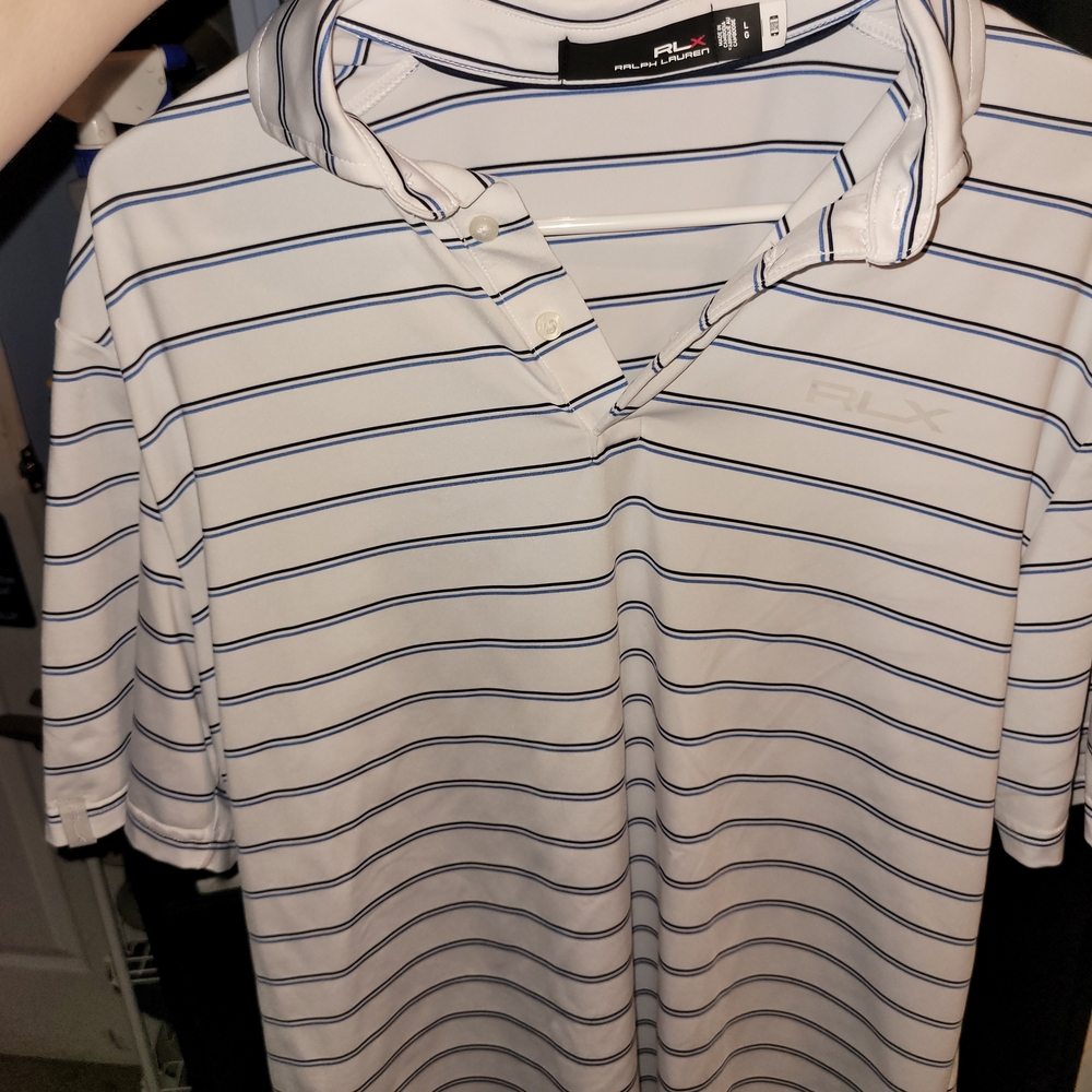 Ralph Lauren White Polo with Navy Stripes